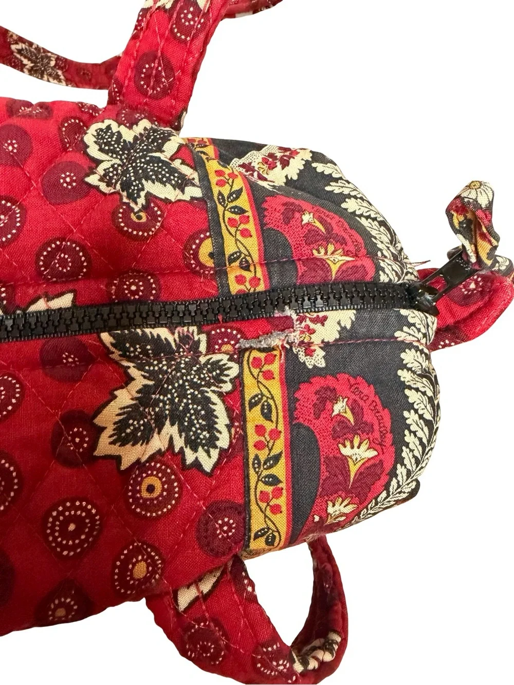 Vera Bradley Red Coin 1999 Retired Mini Duffel Quilted Floral Made in USA Bag